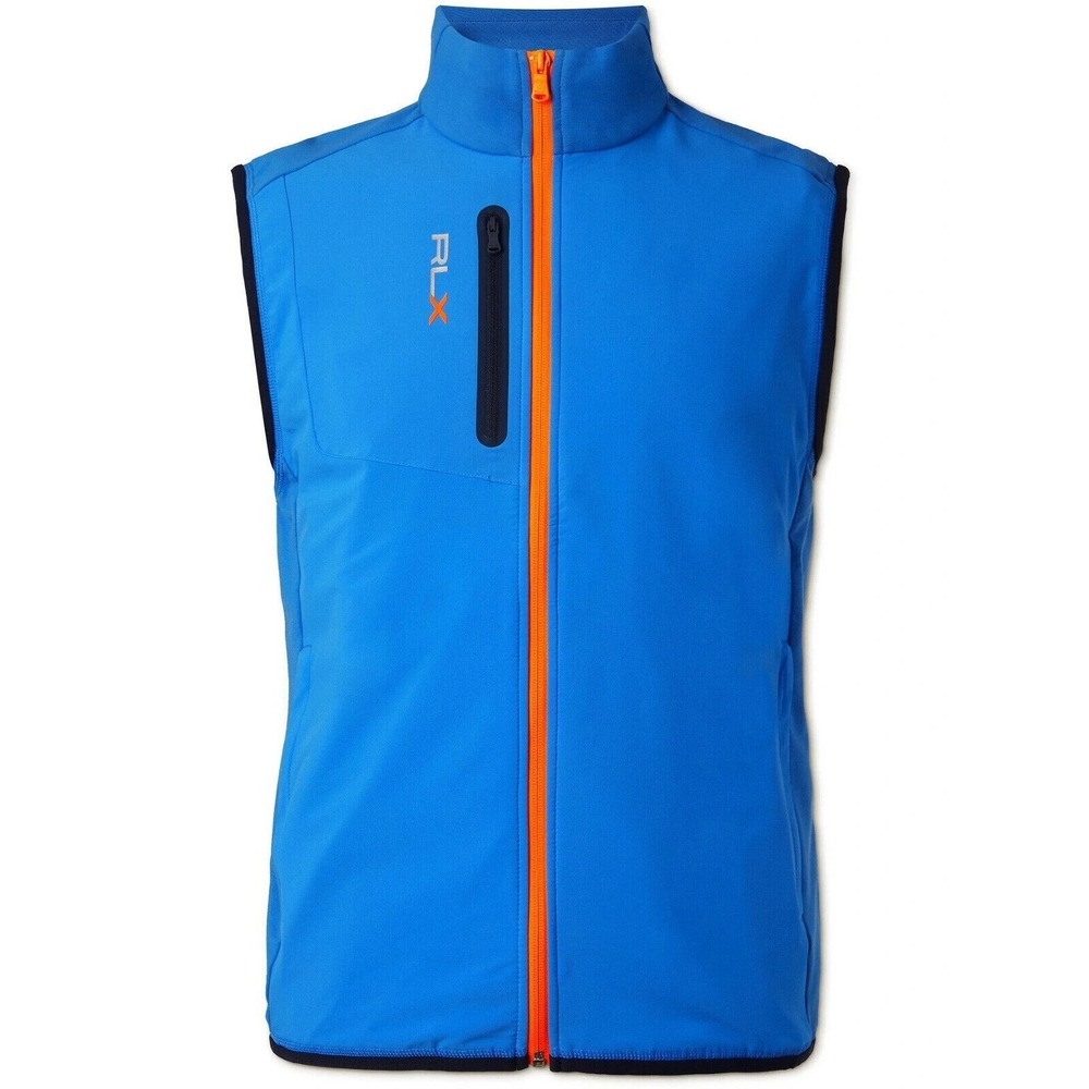 RLX Polo Ralph Lauren Men's XL Full Zip Athletic Golf Vest Blue Orange